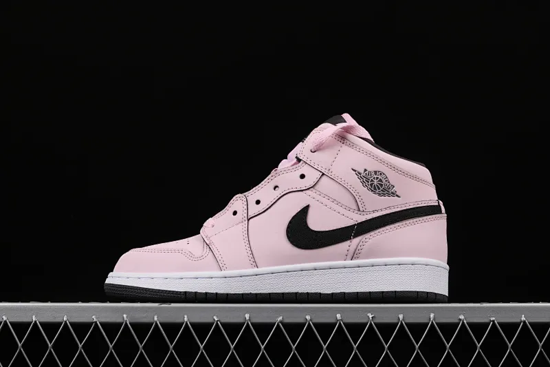 All categories Air Jordan Jordan series basketball shoes Air Jordan 1 Mid Air Jordan 1 Mid GS AJ1 Joe 1 white black pink cherry blossom 555112-601